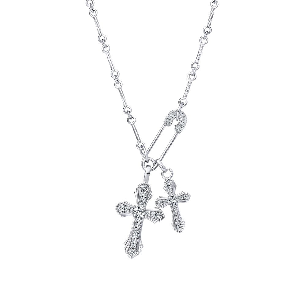 Peace Cross Diamond Pin Necklace - HeartCraft