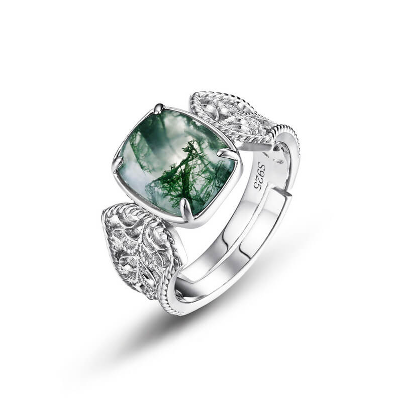 Sparkling Moss Gemstone Ring - Calms Anxiety