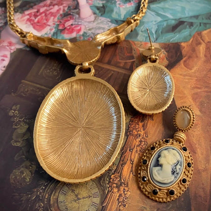 Cameo Booklet Antique Lucite Cameo Jewelry Set