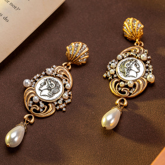 Antique Coins Vintage Pearls Antique Earrings