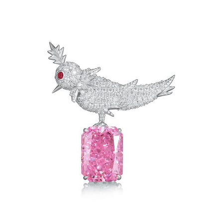 Heart Crafted Woodpecker Diamond Brooch