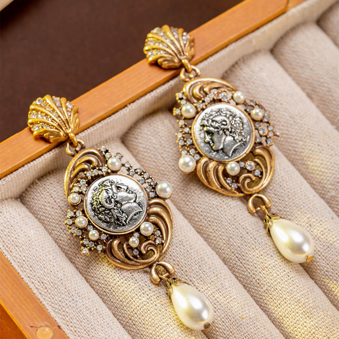 Antique Coins Vintage Pearls Antique Earrings