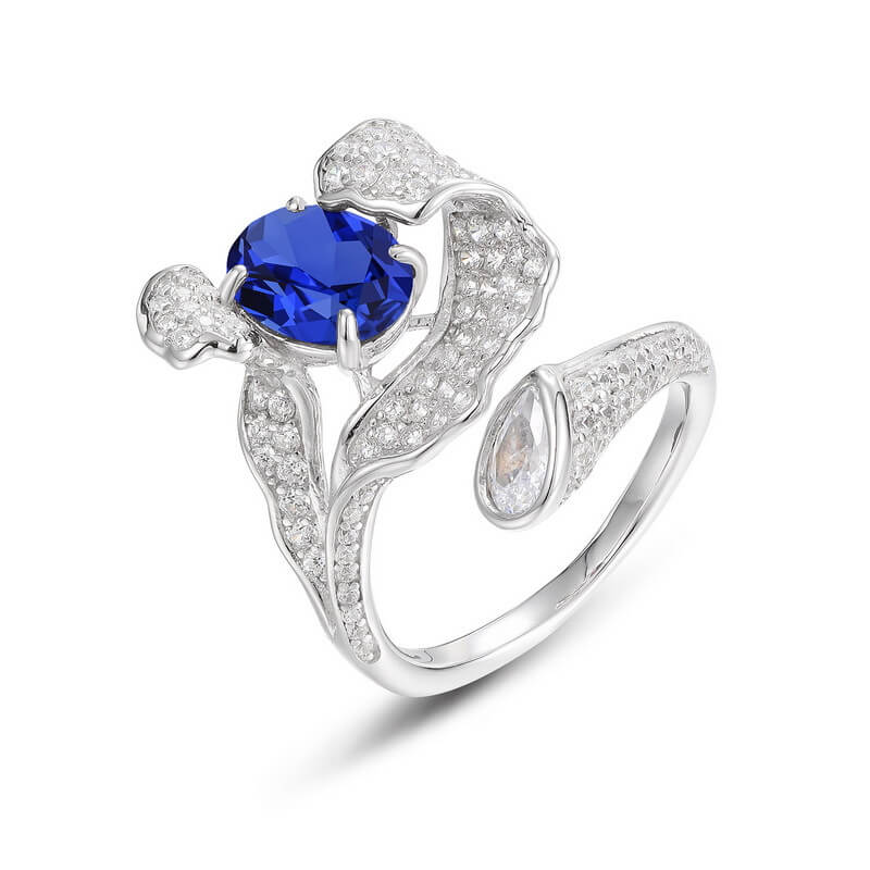 Heart Craft Flower Cut Gemstone Sterling Silver Ring