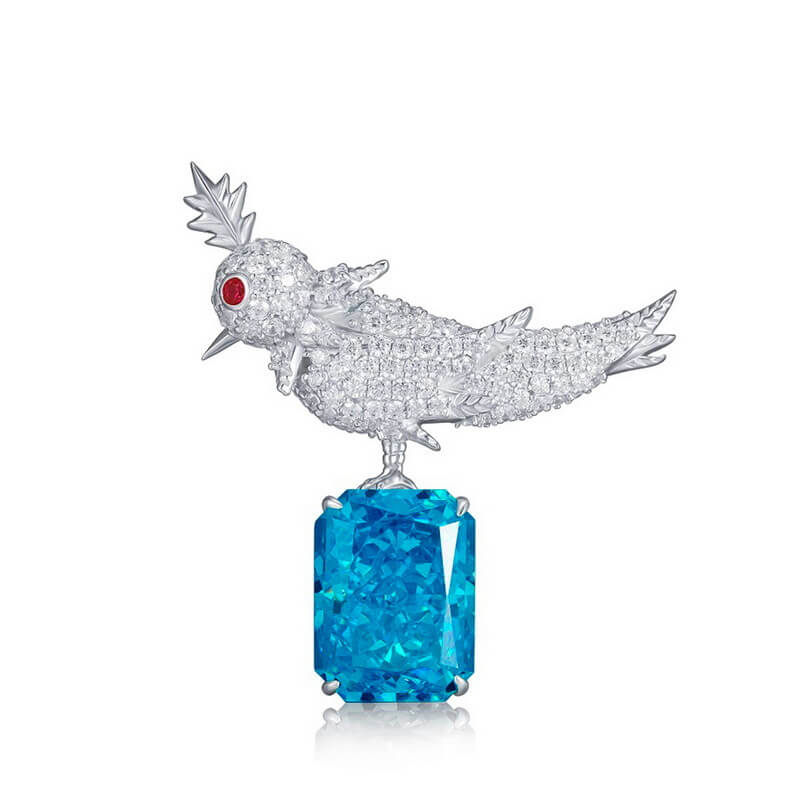 Heart Crafted Woodpecker Diamond Brooch