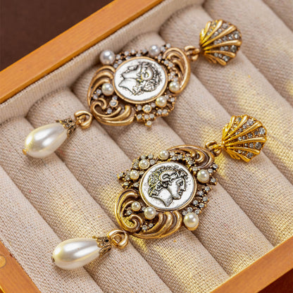 Antique Coins Vintage Pearls Antique Earrings