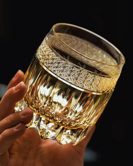 Edo Kiriko Whisky Glass -  Amber Celestial