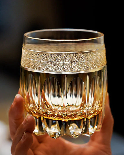 Edo Kiriko Whisky Glass -  Amber Celestial