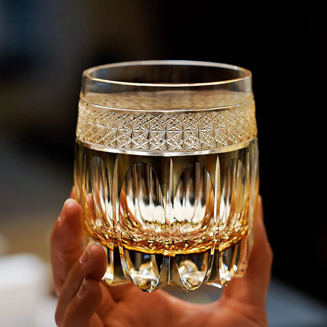 Edo Kiriko Whisky Glass -  Amber Celestial