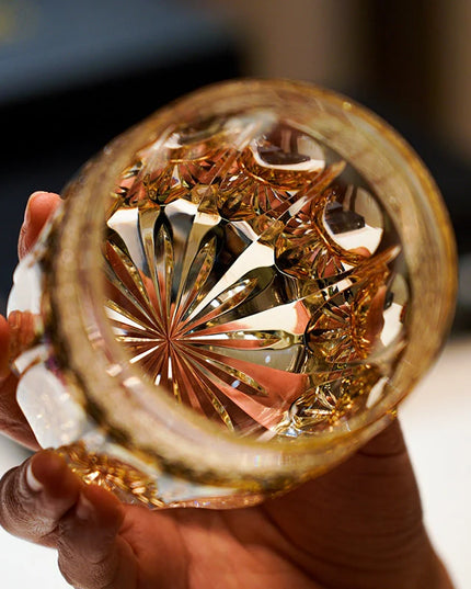 Edo Kiriko Whisky Glass -  Amber Celestial