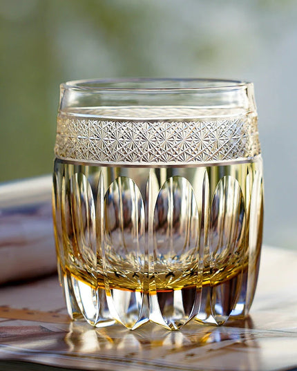Edo Kiriko Whisky Glass -  Amber Celestial