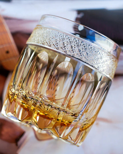Edo Kiriko Whisky Glass -  Amber Celestial