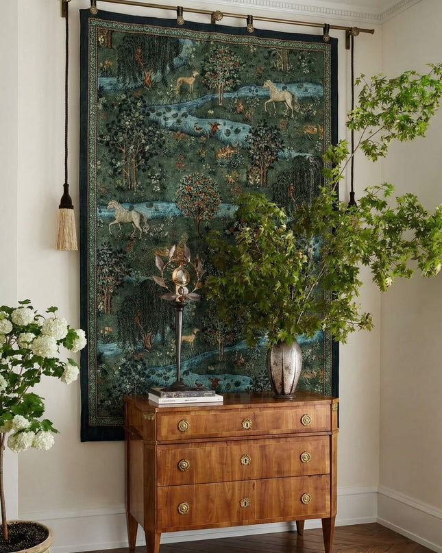 Medieval Modern Handmade Horse Animal Landscape Print Tapestry - 2026 Edition