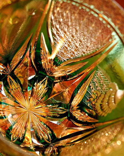 Edo Kiriko Whisky Glass – Emerald Peacock