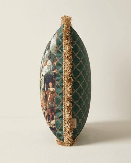 14th-Century Knight Velvet Tassel  Tapestry Cushion - Benozzo Gozzoli