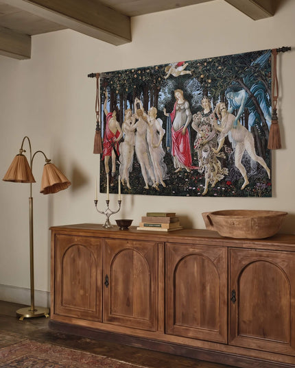 14th Century La Primavera Italian Belgian Jacquard Tapestry Wall Hanging