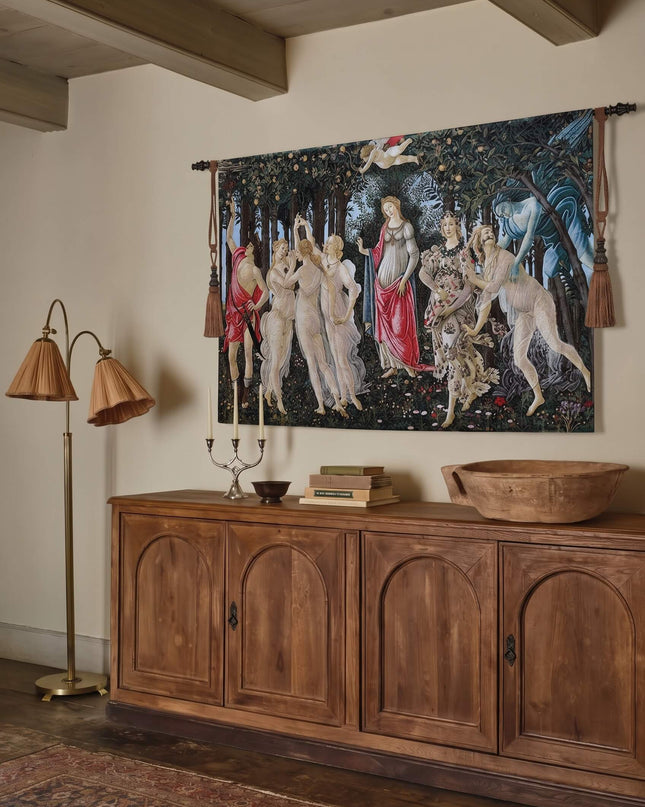 14th Century La Primavera Italian Belgian Jacquard Tapestry Wall Hanging