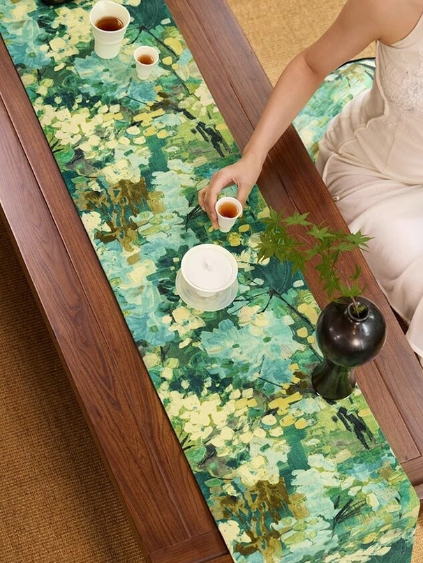 Oil Painted Bamboo Table Runner
