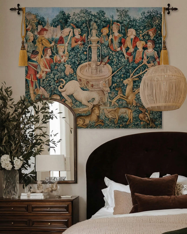 15th-Century Flemish Belgium Jacquard Tapestry Wall Hanging - Unicorn Hunt