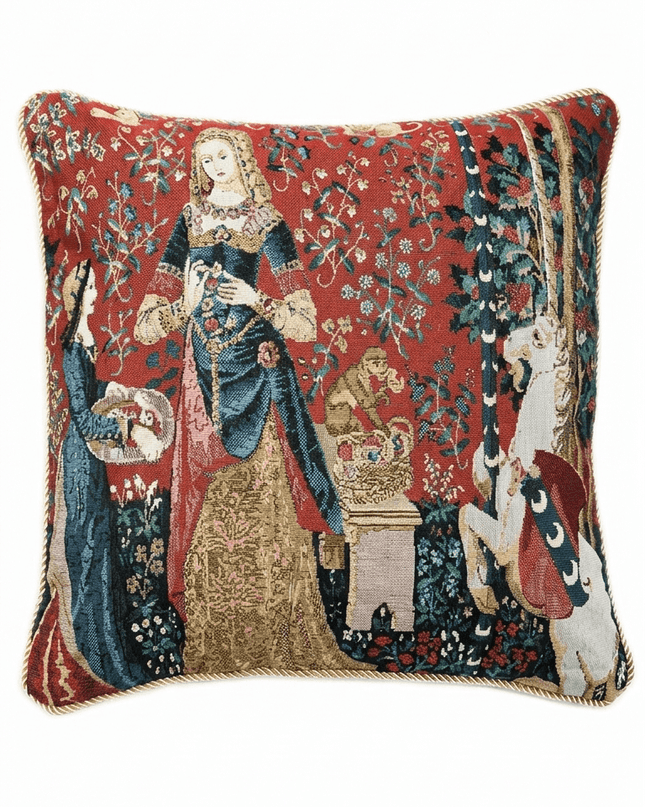 15th-century Unicorn Jacquard Tapestry Pillow Cover — Smell