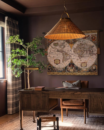 16th Century Antique Map Old World Brown Wall Tapestry - Henricus Hondius II