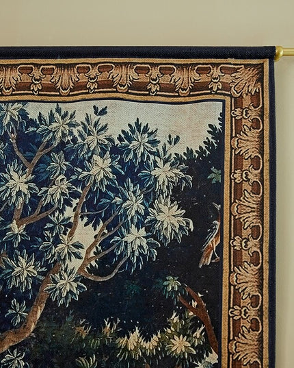 17th-Century Flemish Verdure Tapestry- Peacock & Fountain Verdure