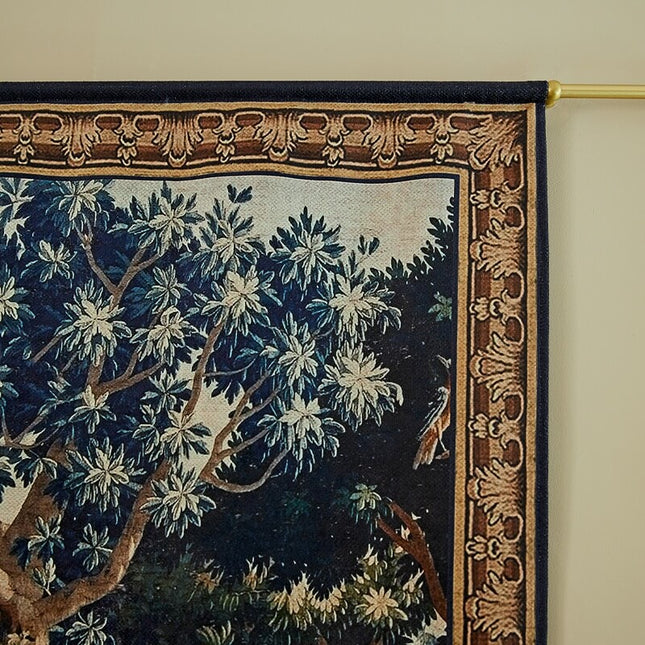 17th-Century Flemish Verdure Tapestry- Peacock & Fountain Verdure