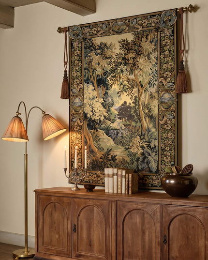 17th-Century Verdure Royal Gardens Medieval Tapestry Wall Hanging