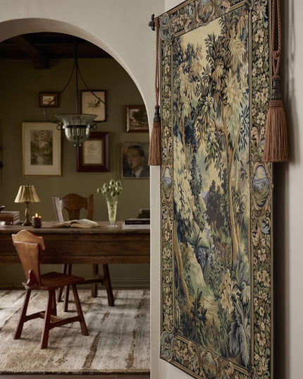 17th-Century Verdure Royal Gardens Medieval Tapestry Wall Hanging