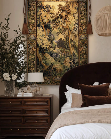 17th-Century Verdure Royal Gardens Medieval Tapestry Wall Hanging