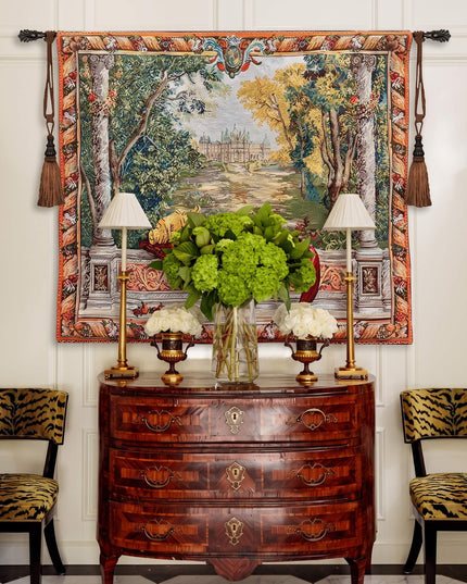 17th Century French Royal Verdure Castle Belgian Jacquard Landscape Tapestry