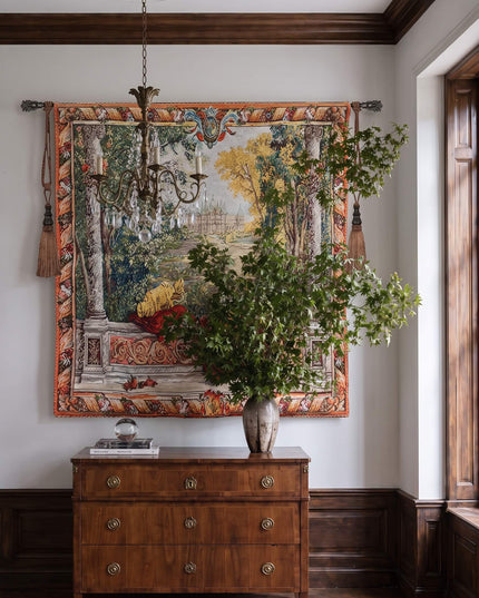 17th Century French Royal Verdure Castle Belgian Jacquard Landscape Tapestry