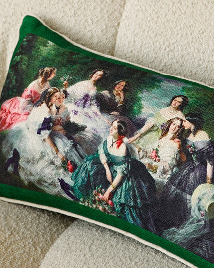 18th-Century Rococo Empress Eugénie & Her Ladies Tapestry Cushion