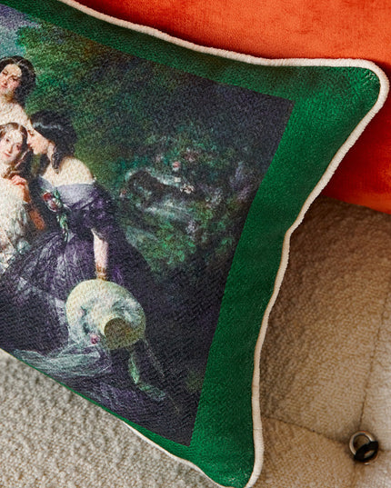18th-Century Rococo Empress Eugénie & Her Ladies Tapestry Cushion