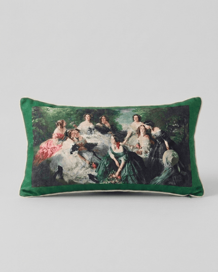 18th-Century Rococo Empress Eugénie & Her Ladies Tapestry Cushion