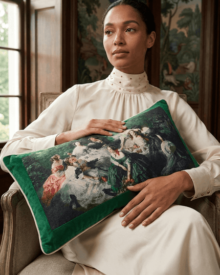 18th-Century Rococo Empress Eugénie & Her Ladies Tapestry Cushion