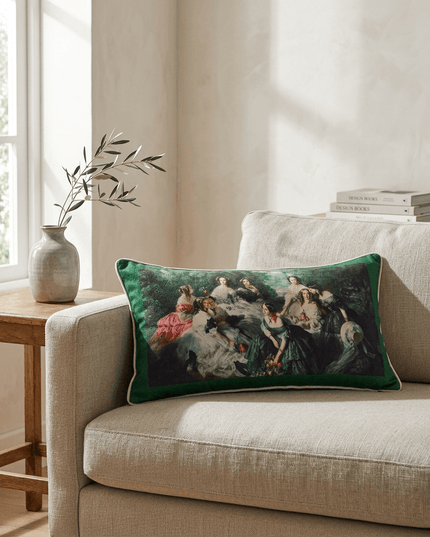 18th-Century Rococo Empress Eugénie & Her Ladies Tapestry Cushion