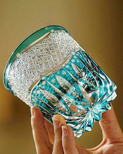 Edo Kiriko Crystal Whisky Glass - Aokiku Design
