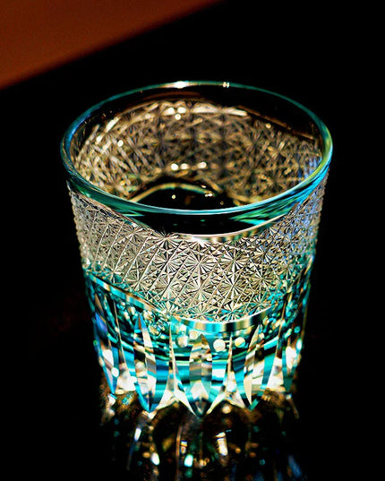 Edo Kiriko Crystal Whisky Glass - Aokiku Design