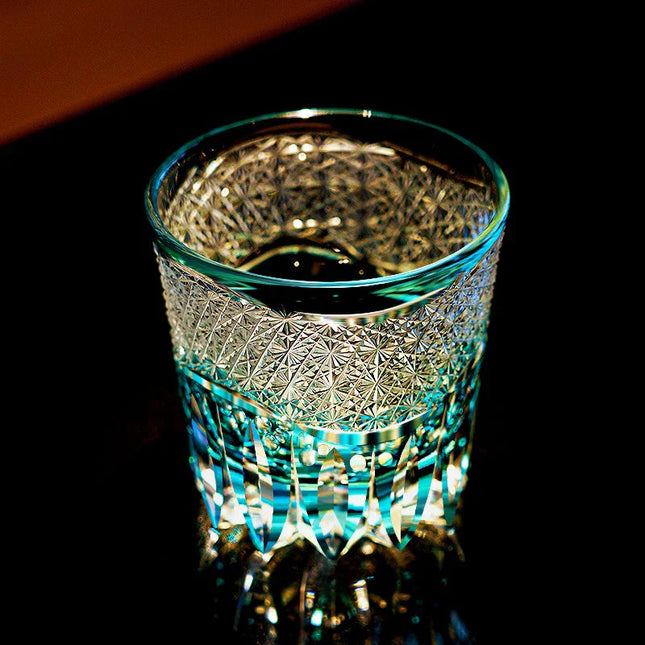 Edo Kiriko Crystal Whisky Glass - Aokiku Design