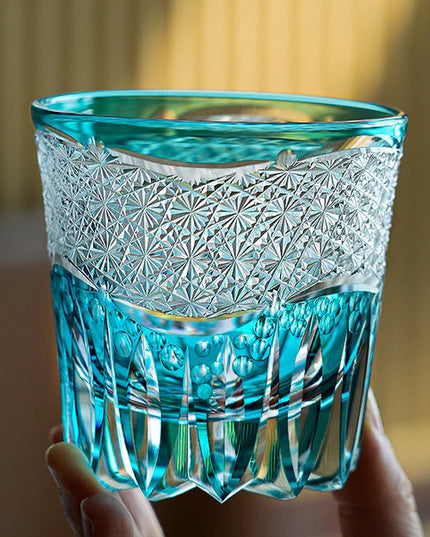 Edo Kiriko Crystal Whisky Glass - Aokiku Design