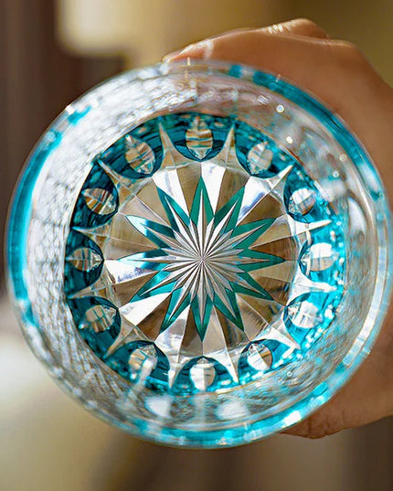 Edo Kiriko Crystal Whisky Glass - Aokiku Design