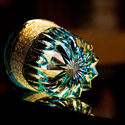 Edo Kiriko Crystal Whisky Glass - Aokiku Design