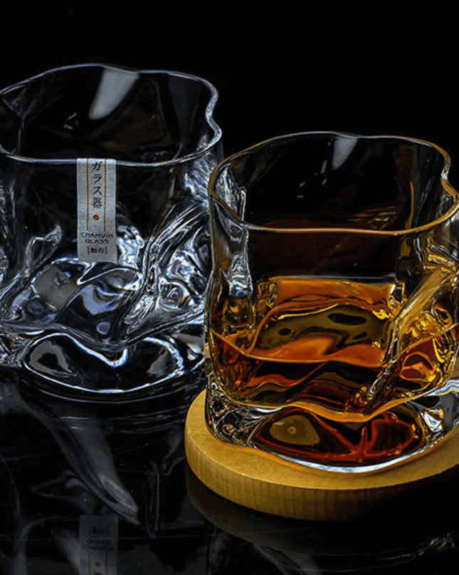 Edo Kiriko "Crumple Body" Whisky Glass - Authentic Japanese Artistry