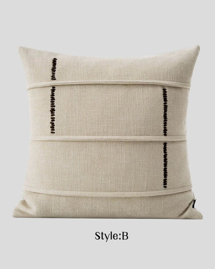 Antique Modern Woven Cotton-Linen Throw Pillow Cover