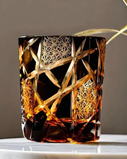 Edo Kiriko Amber Crystal Tumbler-Twilight of the Gods
