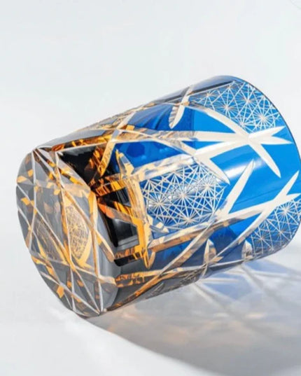 Edo Kiriko Amber Crystal Tumbler-Twilight of the Gods