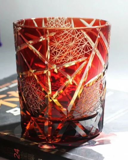 Edo Kiriko Amber Crystal Tumbler-Twilight of the Gods