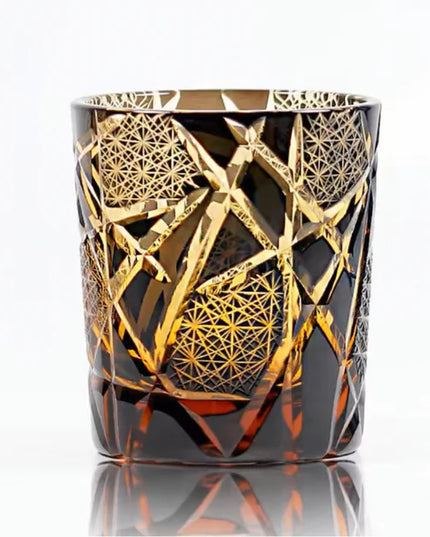 Edo Kiriko Amber Crystal Tumbler-Twilight of the Gods