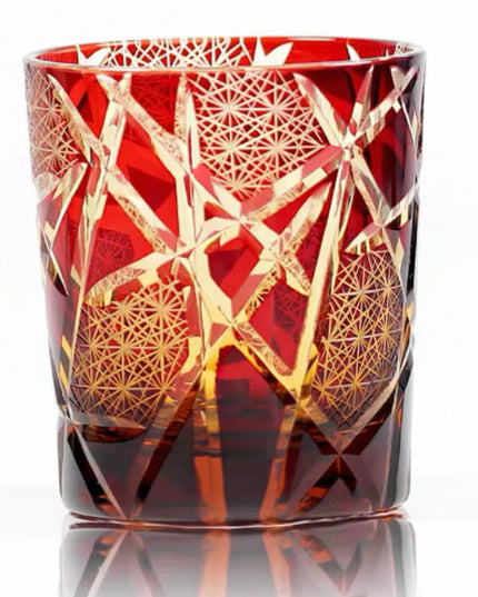 Edo Kiriko Amber Crystal Tumbler-Twilight of the Gods