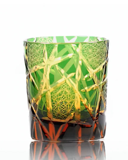 Edo Kiriko Amber Crystal Tumbler-Twilight of the Gods